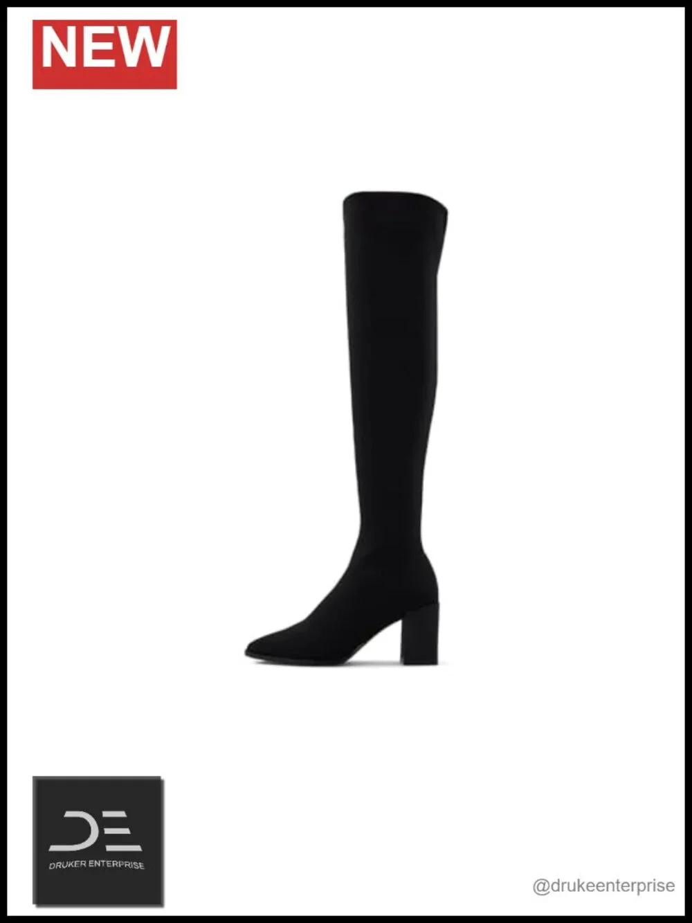 Over the Knee Platform Block Heel Boots Pointed Toe Slip On